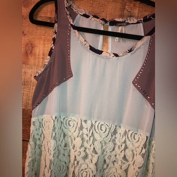 BKE sheer lace fringe blouse NWT - Picture 2 of 6